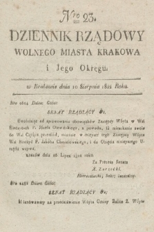 Dziennik Rządowy Wolnego Miasta Krakowa i Jego Okręgu. 1822, nr 23