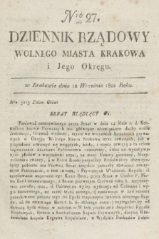 Dziennik Rządowy Wolnego Miasta Krakowa i Jego Okręgu. 1822, nr 27