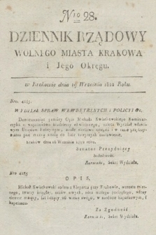 Dziennik Rządowy Wolnego Miasta Krakowa i Jego Okręgu. 1822, nr 28