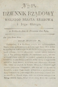 Dziennik Rządowy Wolnego Miasta Krakowa i Jego Okręgu. 1822, nr 29