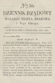 Dziennik Rządowy Wolnego Miasta Krakowa i Jego Okręgu. 1822, nr 30
