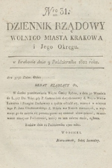 Dziennik Rządowy Wolnego Miasta Krakowa i Jego Okręgu. 1822, nr 31