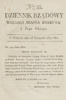 Dziennik Rządowy Wolnego Miasta Krakowa i Jego Okręgu. 1822, nr 33