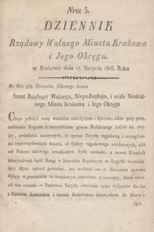 Dziennik Rządowy Wolnego Miasta Krakowa i Jego Okręgu. 1816, nr 3