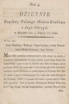 Dziennik Rządowy Wolnego Miasta Krakowa i Jego Okręgu. 1816, nr 4