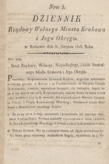 Dziennik Rządowy Wolnego Miasta Krakowa i Jego Okręgu. 1816, nr 5