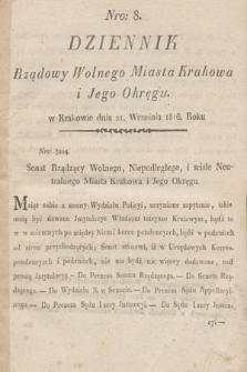 Dziennik Rządowy Wolnego Miasta Krakowa i Jego Okręgu. 1816, nr 8