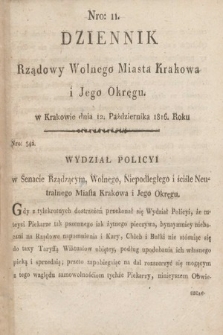 Dziennik Rządowy Wolnego Miasta Krakowa i Jego Okręgu. 1816, nr 11