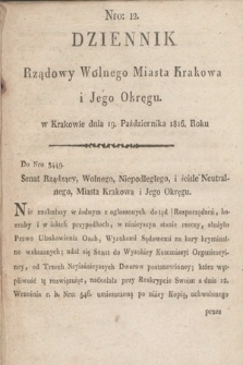 Dziennik Rządowy Wolnego Miasta Krakowa i Jego Okręgu. 1816, nr 12