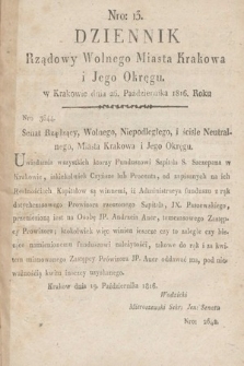 Dziennik Rządowy Wolnego Miasta Krakowa i Jego Okręgu. 1816, nr 13