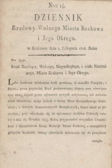 Dziennik Rządowy Wolnego Miasta Krakowa i Jego Okręgu. 1816, nr 14