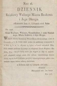 Dziennik Rządowy Wolnego Miasta Krakowa i Jego Okręgu. 1816, nr 16