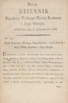 Dziennik Rządowy Wolnego Miasta Krakowa i Jego Okręgu. 1816, nr 17
