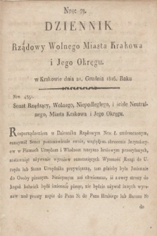 Dziennik Rządowy Wolnego Miasta Krakowa i Jego Okręgu. 1816, nr 21