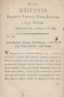Dziennik Rządowy Wolnego Miasta Krakowa i Jego Okręgu. 1816, nr 15