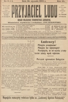 Przyjaciel Ludu : organ Polskiego Stronnictwa Ludowego. 1908, nr 3-4