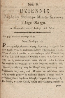 Dziennik Rządowy Wolnego Miasta Krakowa i Jego Okręgu. 1818, nr 6