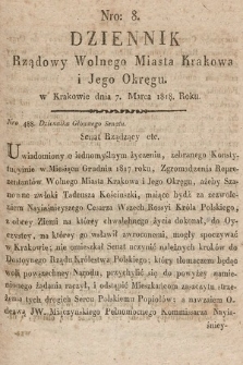 Dziennik Rządowy Wolnego Miasta Krakowa i Jego Okręgu. 1818, nr 8