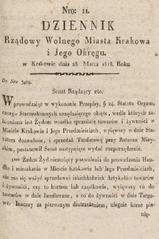 Dziennik Rządowy Wolnego Miasta Krakowa i Jego Okręgu. 1818, nr 11