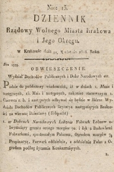 Dziennik Rządowy Wolnego Miasta Krakowa i Jego Okręgu. 1818, nr 13