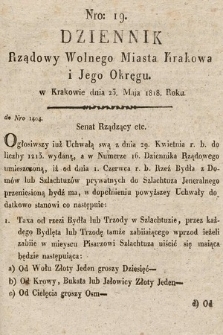 Dziennik Rządowy Wolnego Miasta Krakowa i Jego Okręgu. 1818, nr 19