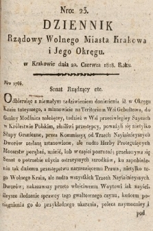 Dziennik Rządowy Wolnego Miasta Krakowa i Jego Okręgu. 1818, nr 23