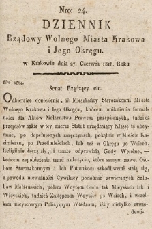 Dziennik Rządowy Wolnego Miasta Krakowa i Jego Okręgu. 1818, nr 24