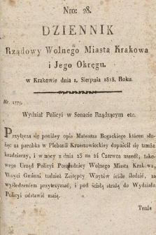 Dziennik Rządowy Wolnego Miasta Krakowa i Jego Okręgu. 1818, nr 28