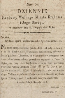 Dziennik Rządowy Wolnego Miasta Krakowa i Jego Okręgu. 1818, nr 30