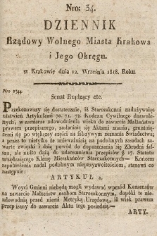 Dziennik Rządowy Wolnego Miasta Krakowa i Jego Okręgu. 1818, nr 34