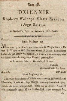 Dziennik Rządowy Wolnego Miasta Krakowa i Jego Okręgu. 1818, nr 35