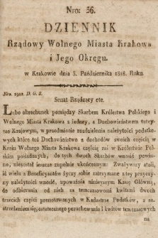Dziennik Rządowy Wolnego Miasta Krakowa i Jego Okręgu. 1818, nr 36