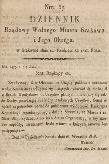 Dziennik Rządowy Wolnego Miasta Krakowa i Jego Okręgu. 1818, nr 37