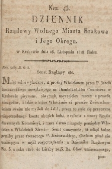 Dziennik Rządowy Wolnego Miasta Krakowa i Jego Okręgu. 1818, nr 43