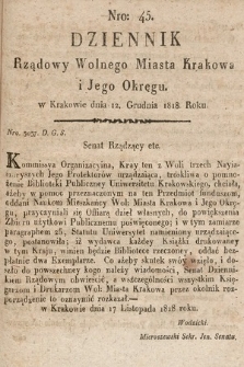 Dziennik Rządowy Wolnego Miasta Krakowa i Jego Okręgu. 1818, nr 45