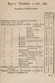 Dziennik Rządowy Wolnego Miasta Krakowa i Jego Okręgu. 1818, Regestr Dziennika z Roku 1818