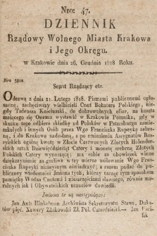 Dziennik Rządowy Wolnego Miasta Krakowa i Jego Okręgu. 1818, nr 47