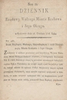 Dziennik Rządowy Wolnego Miasta Krakowa i Jego Okręgu. 1816, nr 22