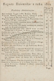 Dziennik Rządowy Wolnego Miasta Krakowa i Jego Okręgu. 1821, Regestr Dziennika z Roku 1821