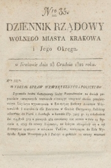 Dziennik Rządowy Wolnego Miasta Krakowa i Jego Okręgu. 1822, nr 35