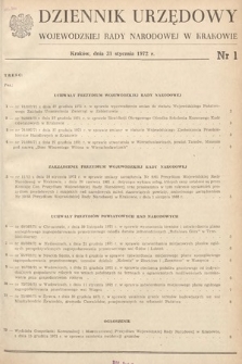 Dziennik Urzędowy Wojewódzkiej Rady Narodowej w Krakowie. 1972, nr 1