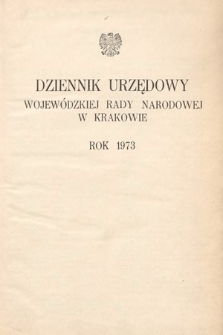 Dziennik Urzędowy Wojewódzkiej Rady Narodowej w Krakowie. 1973, skorowidz alfabetyczny