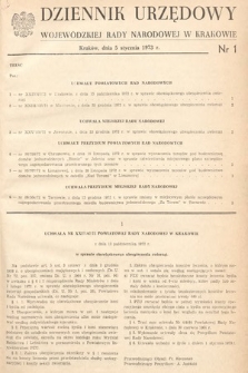 Dziennik Urzędowy Wojewódzkiej Rady Narodowej w Krakowie. 1973, nr 1