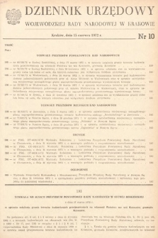 Dziennik Urzędowy Wojewódzkiej Rady Narodowej w Krakowie. 1972, nr 10