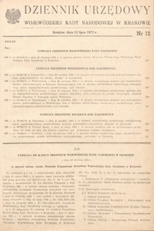 Dziennik Urzędowy Wojewódzkiej Rady Narodowej w Krakowie. 1972, nr 12