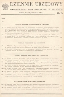 Dziennik Urzędowy Wojewódzkiej Rady Narodowej w Krakowie. 1972, nr 15