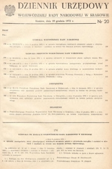 Dziennik Urzędowy Wojewódzkiej Rady Narodowej w Krakowie. 1972, nr 20