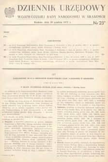 Dziennik Urzędowy Wojewódzkiej Rady Narodowej w Krakowie. 1972, nr 23