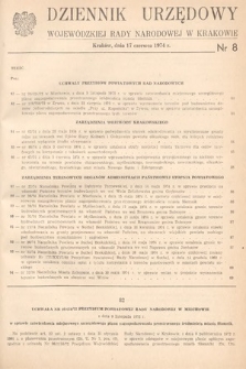 Dziennik Urzędowy Wojewódzkiej Rady Narodowej w Krakowie. 1974, nr 8