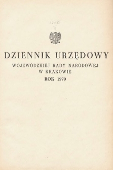 Dziennik Urzędowy Wojewódzkiej Rady Narodowej w Krakowie. 1970, skorowidz alfabetyczny 